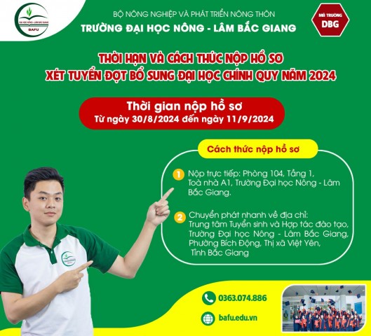 Thông báo xét tuyển bổ sung đại học chính quy năm 2024